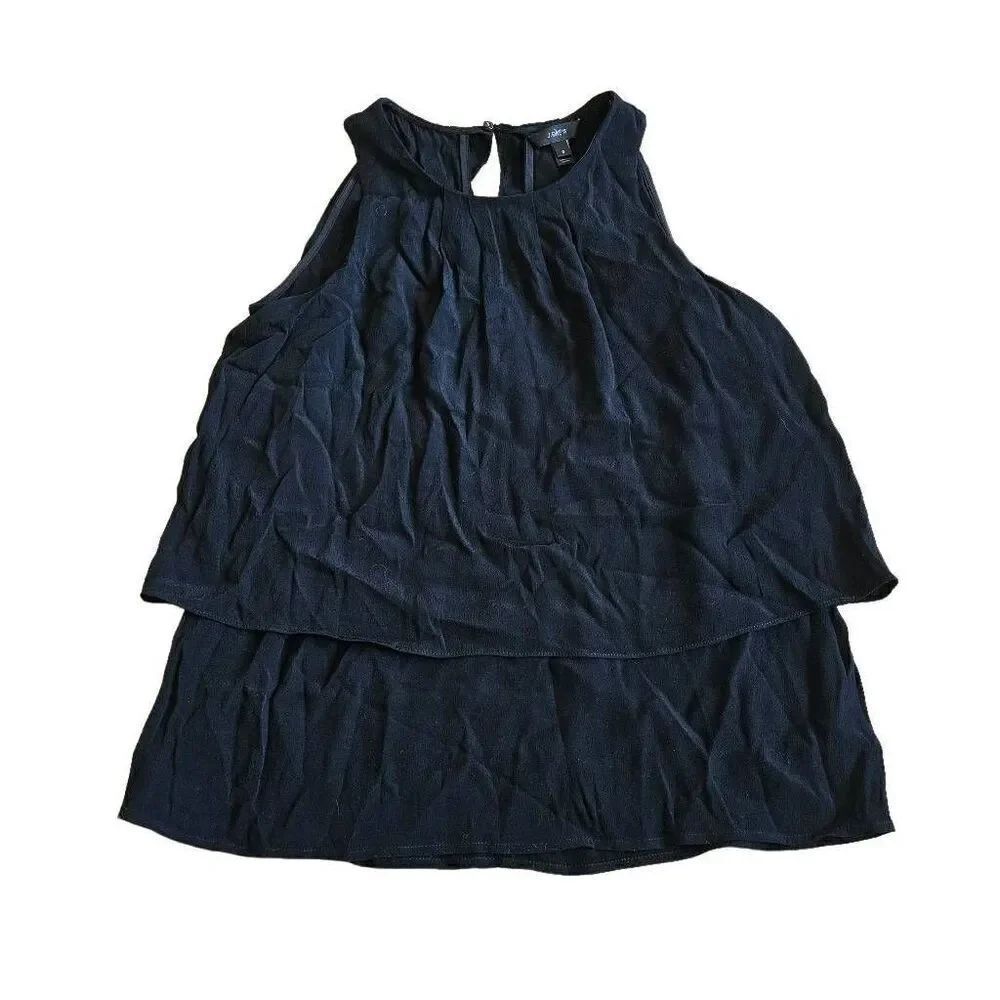 J crew womens Sz 0 black layered blouse